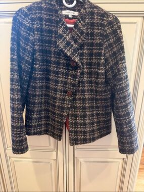 Harve Benard Black and tan Plaid Tweed Blazer
